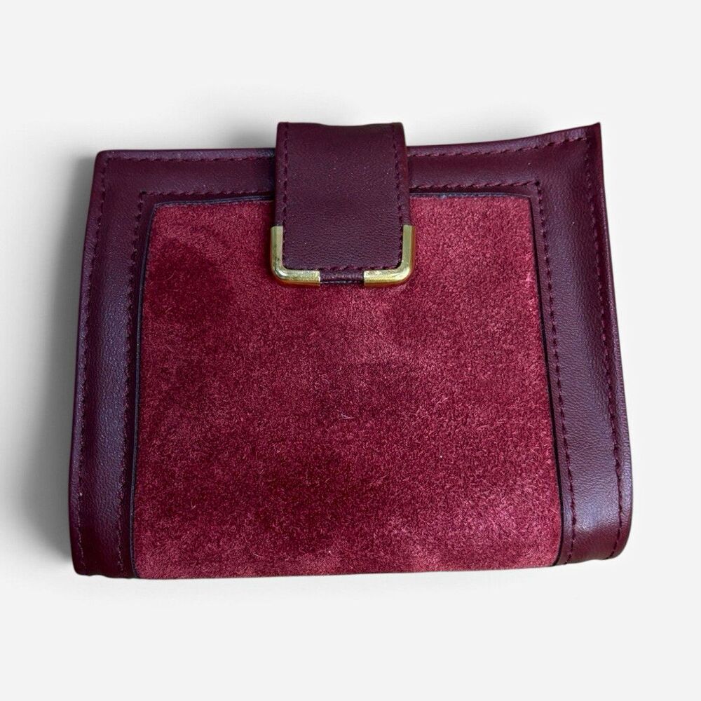 80s Avon Vintage Star Brand Maroon Suede Leather Wallet Bifold Snap Close Retro